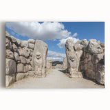 Large black and white stretched canvas of a Turkish landscape, ideal for kitchen wall art.