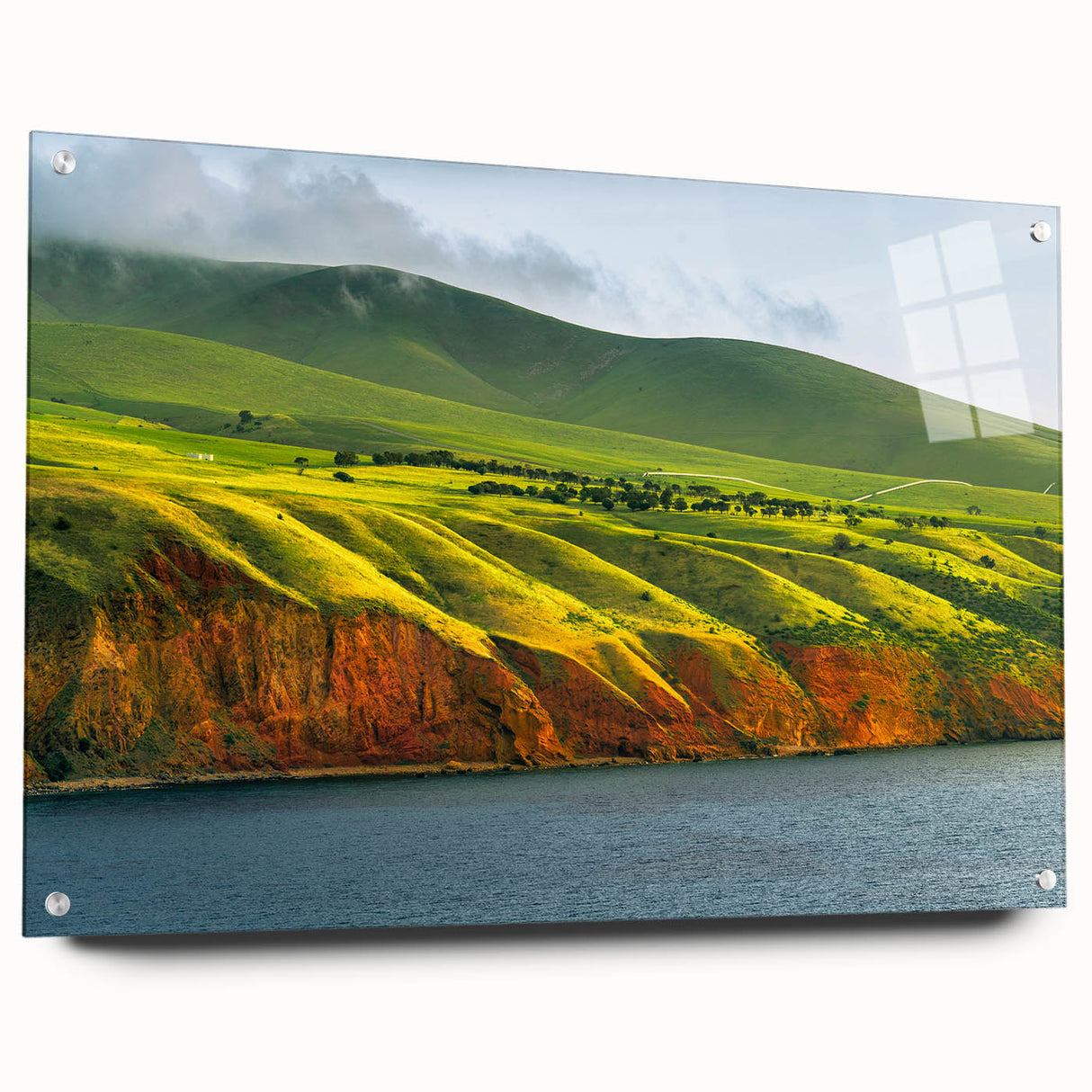 Abstract cityscape of Adelaide in acrylic glass, featuring cool-toned hues, suitable for dining room or bedroom decor.