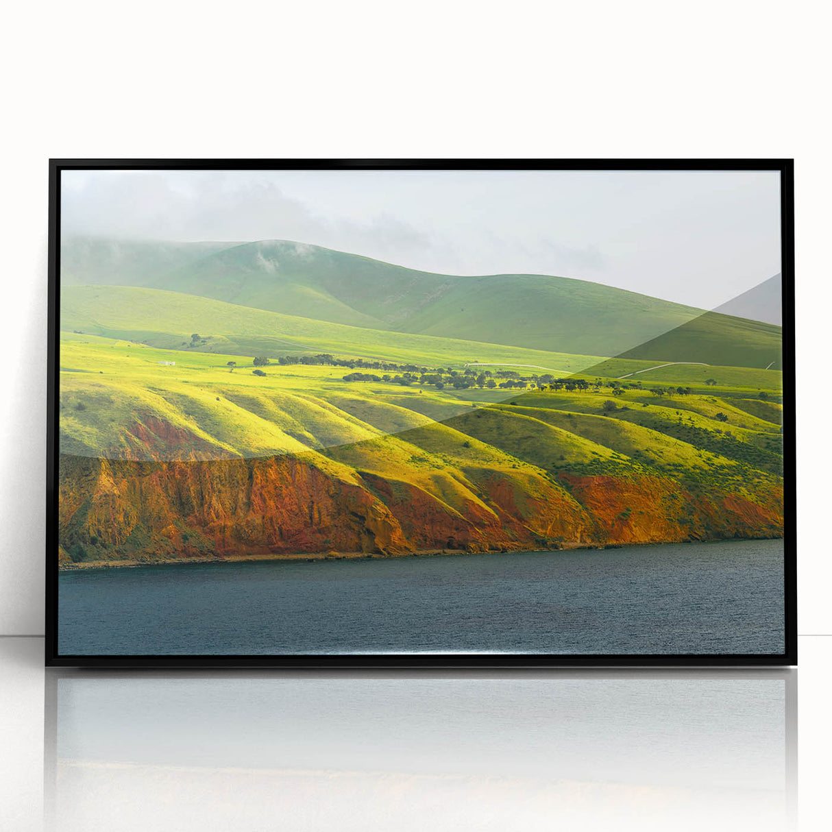 Large abstract wall art featuring Adelaide scenery in muted earth tones on framed acrylic.