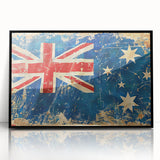 Large abstract wall art of Ayers Rock in muted earth tones on framed acrylic, suitable for modern living room decor.