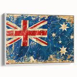 Framed canvas depicting Ayers Rock in Australia with muted earth tones, ideal for bedroom wall art.