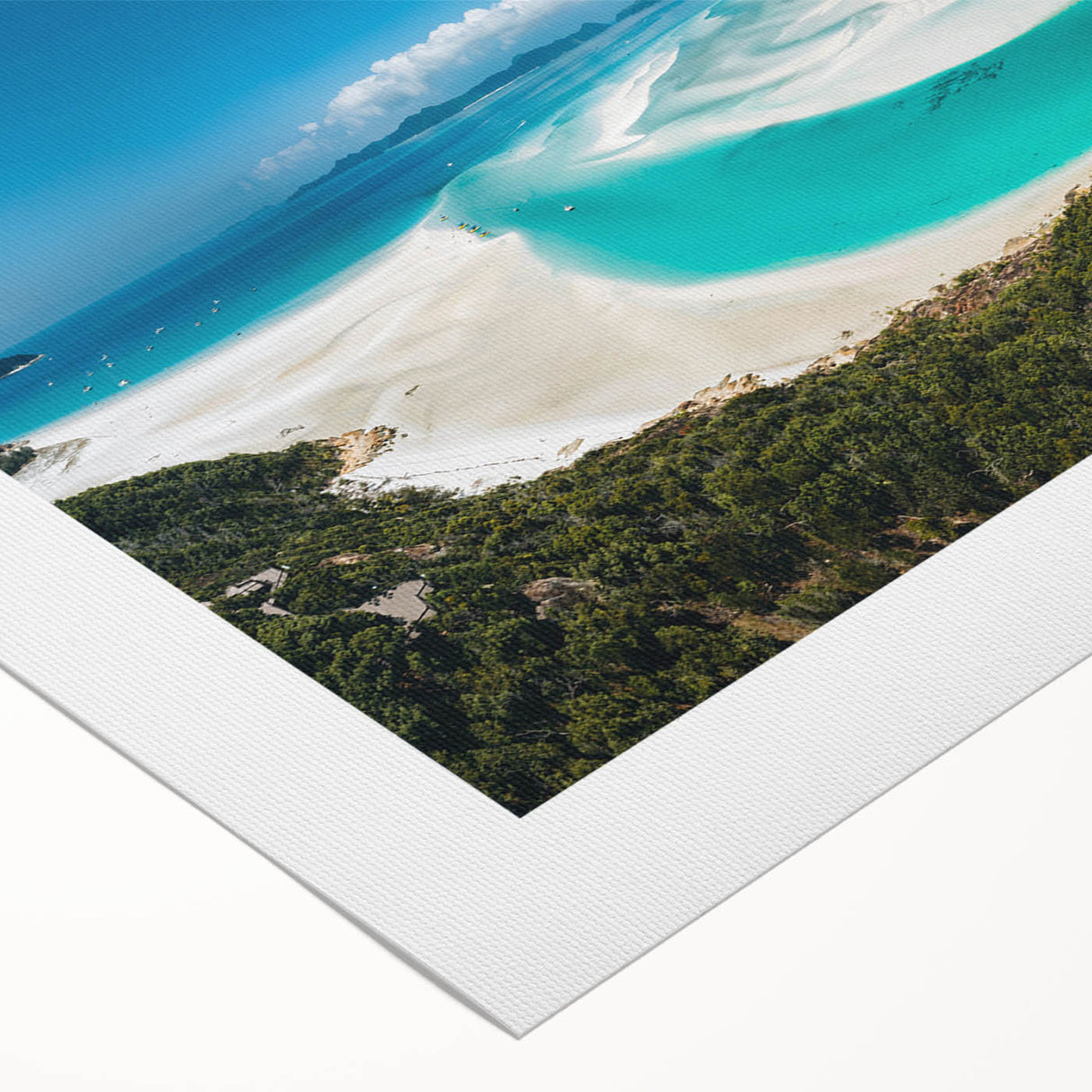 Art deco poster of the Great Barrier Reef in teal and marine blue tones on rolled canvas, suitable for dining room wall art.