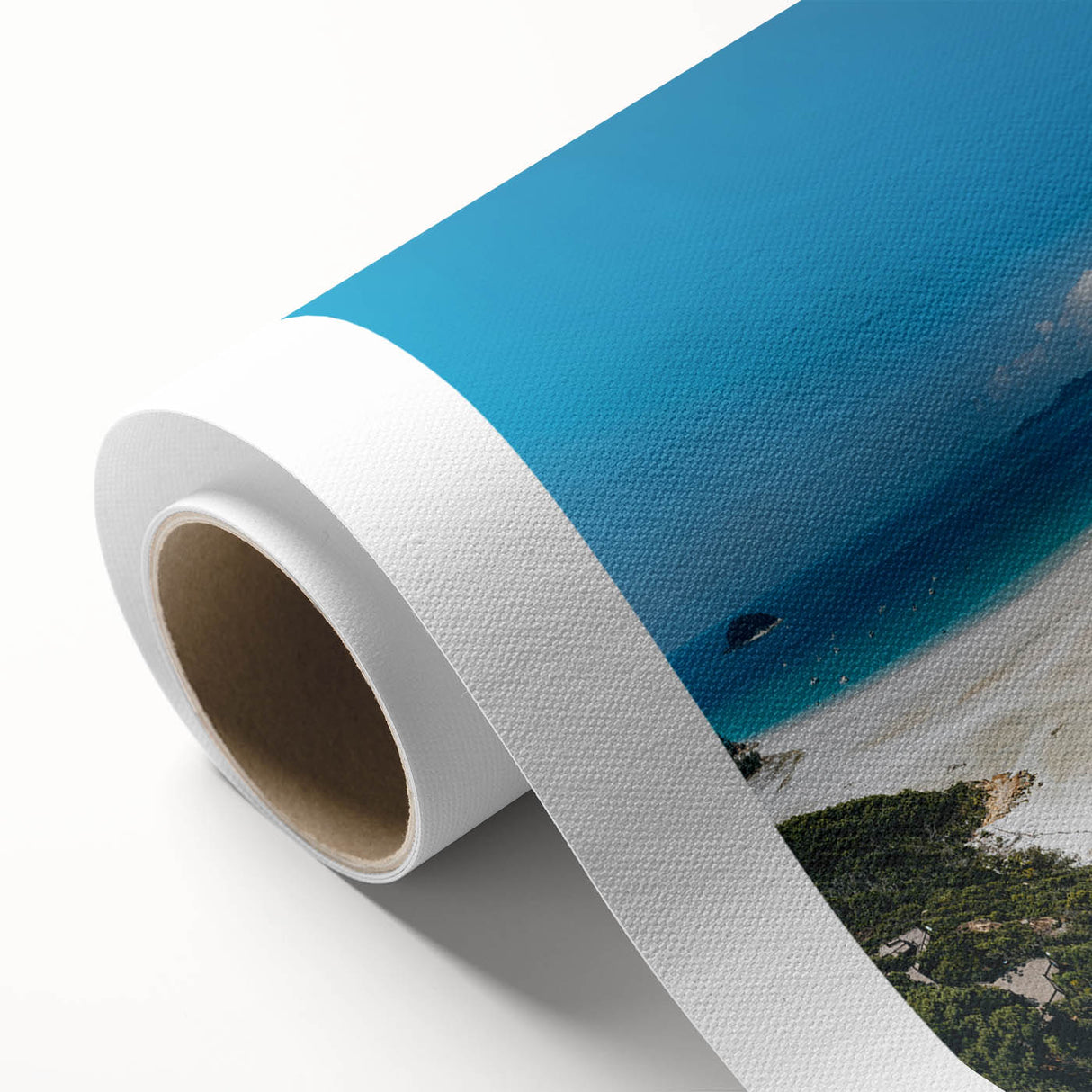 Art deco poster of the Great Barrier Reef in vibrant blue and green tones, rolled canvas, ideal for nursery wall art.