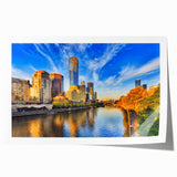 Extra large rolled print depicting a Melbourne scenery in muted earth tones, suitable for art wall dining room.