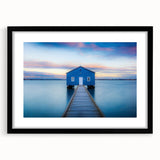 Abstract art print of colorful, textured scenery depicting Perth, Australia on a large framed canvas.