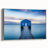 Vintage poster art of Perth scenery in vibrant colors on a large framed canvas, ideal for living room decor.