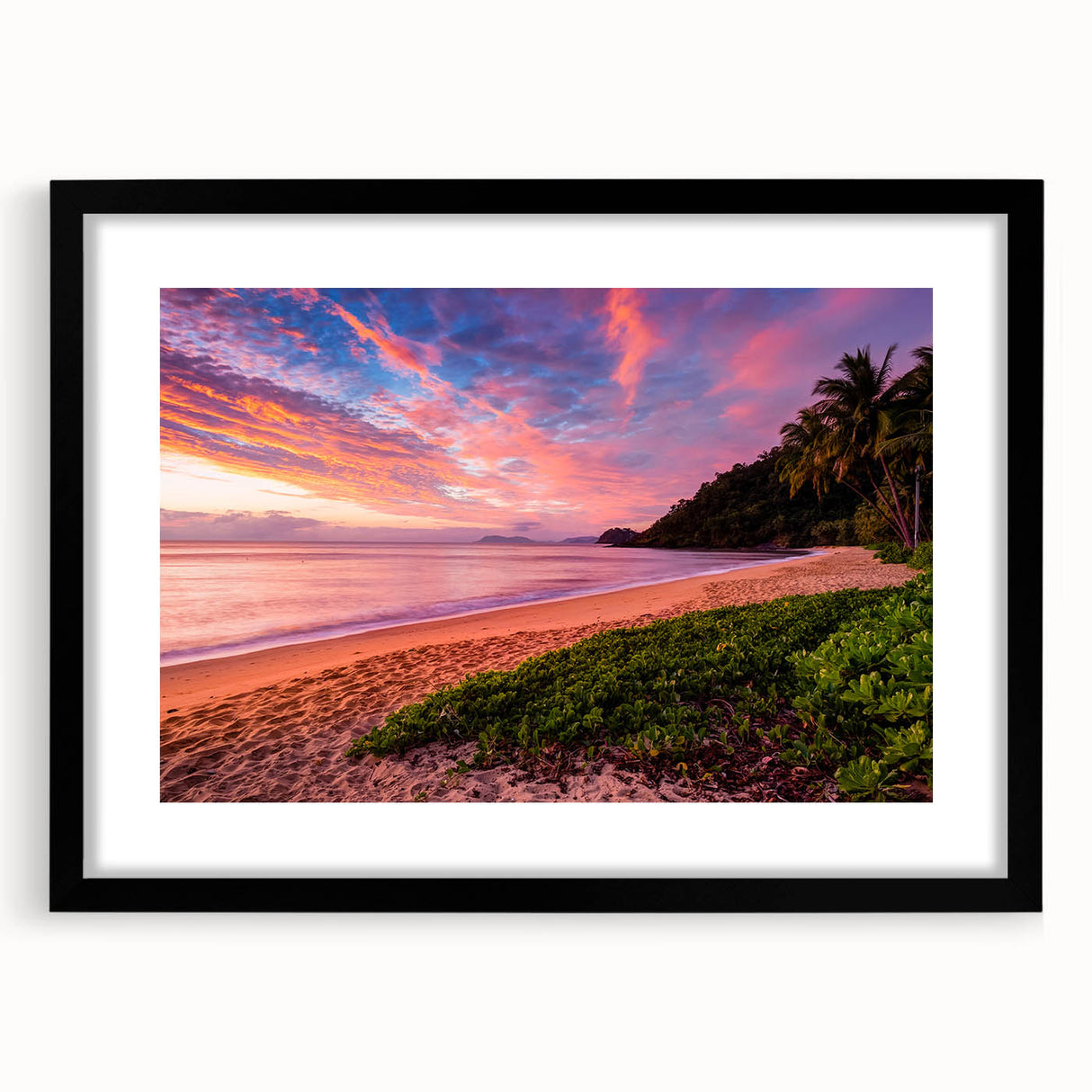Extra large, textured abstract art print of vibrant, colorful scenery on framed canvas, ideal for living room decor.