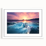 Abstract art print of Alberta, Canada scenery in muted earth tones on a framed white mat.