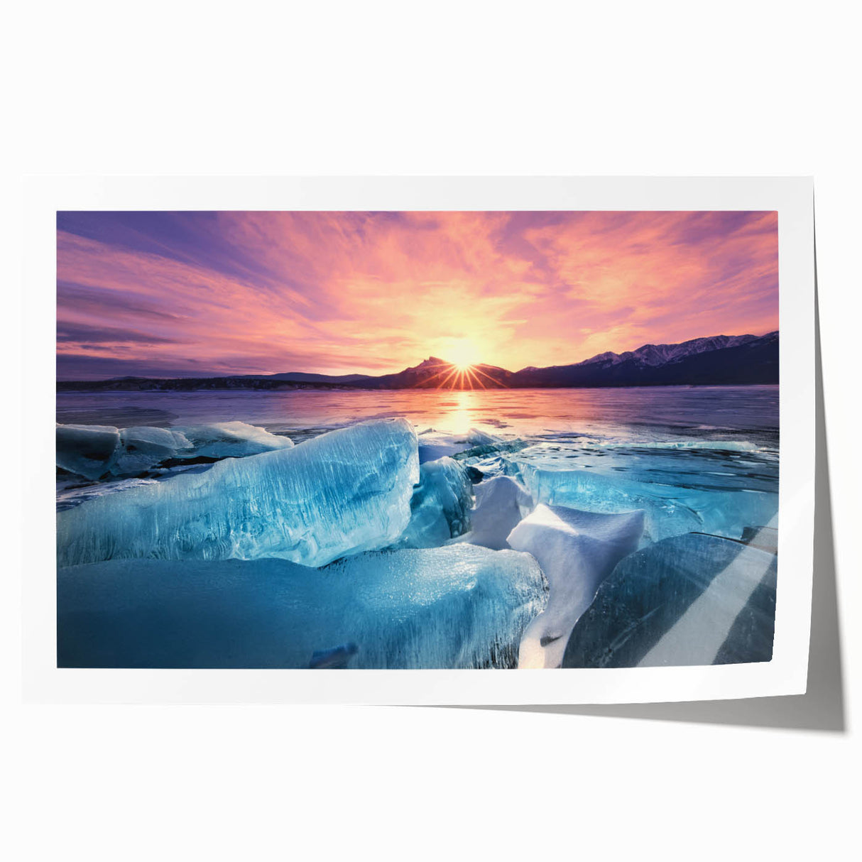 Extra large rolled print of Alberta, Canada scenery with vibrant green and blue tones, ideal for art wall dining room.