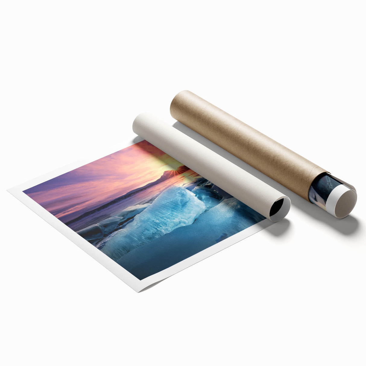 Extra large rolled print of Alberta, Canada scenery with vibrant green and blue tones, ideal for classy bathroom wall art.