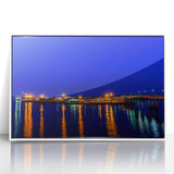 Acrylic print of a serene New Brunswick landscape in muted colors, framed in white, suitable for modern nursery decor.