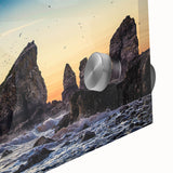 Acrylic print of a large abstract depiction of Nova Scotia's landscape in muted earth tones, suitable for dining room art.