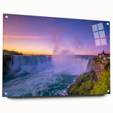 Large abstract wall art of Ontario, Canada scenery on acrylic glass, in cool blue and green tones.