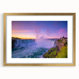 Extra large abstract art print of Ontario scenery in muted earth tones on a textured canvas, framed in gold.