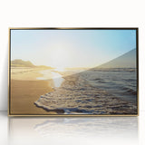 Mid-century modernist style large art print of Prince Edward Island scenery in gold frame.