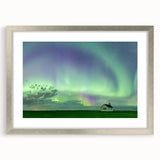 Textured abstract art print of Saskatchewan scenery in muted earth tones, framed with a silver mat.