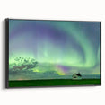 Framed canvas featuring a black and white vintage poster of a Saskatchewan landscape, ideal for bedroom wall art.