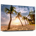 Large abstract wall art of a Caribbean seascape on acrylic glass, in vibrant blue and turquoise tones.