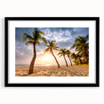 Extra large framed abstract art print featuring vibrant Caribbean scenery on textured canvas, suitable for living room decor.
