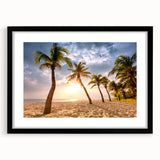 Extra large framed abstract art print featuring vibrant Caribbean scenery on textured canvas, suitable for living room decor.