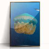 Art deco poster featuring a serene Caribbean scene in pastel colors on a gold-framed acrylic, ideal for modern nursery decor.