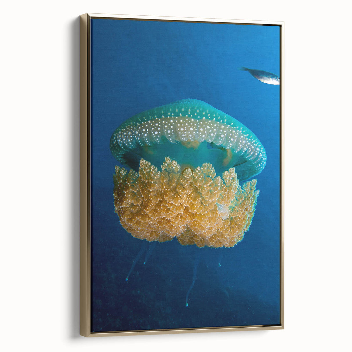 Vintage poster art of a Caribbean scenery on framed canvas, featuring vibrant colors, ideal for living room decor.