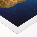 Art deco poster of a Caribbean scenery on rolled canvas, featuring pastel shades, suitable for dining room wall art.