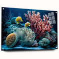 Acrylic print of a Caribbean seascape with vibrant blue and turquoise tones, ideal for dining room decor.
