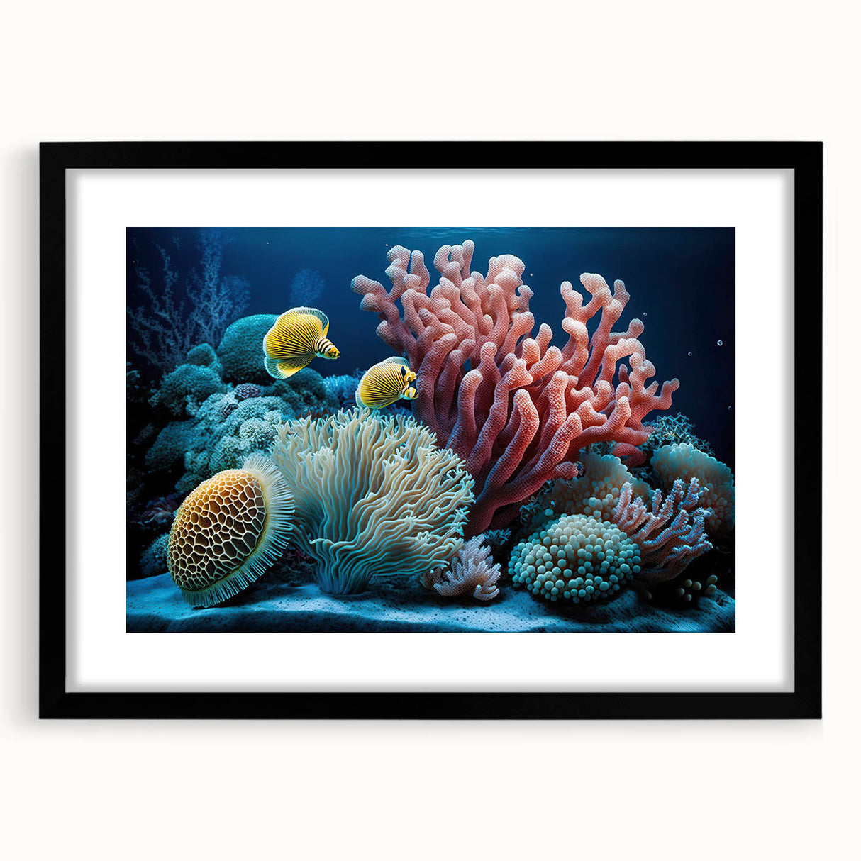 Extra large abstract art print depicting vibrant Caribbean scenery on a textured canvas, ideal for living room decor.