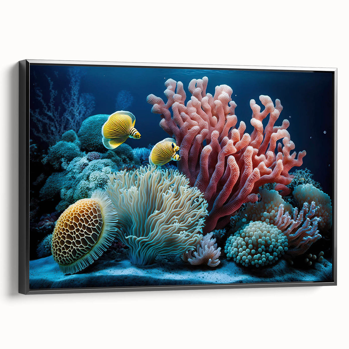 Black and white vintage poster art of Caribbean landscape on framed canvas, ideal for bedroom wall decor.