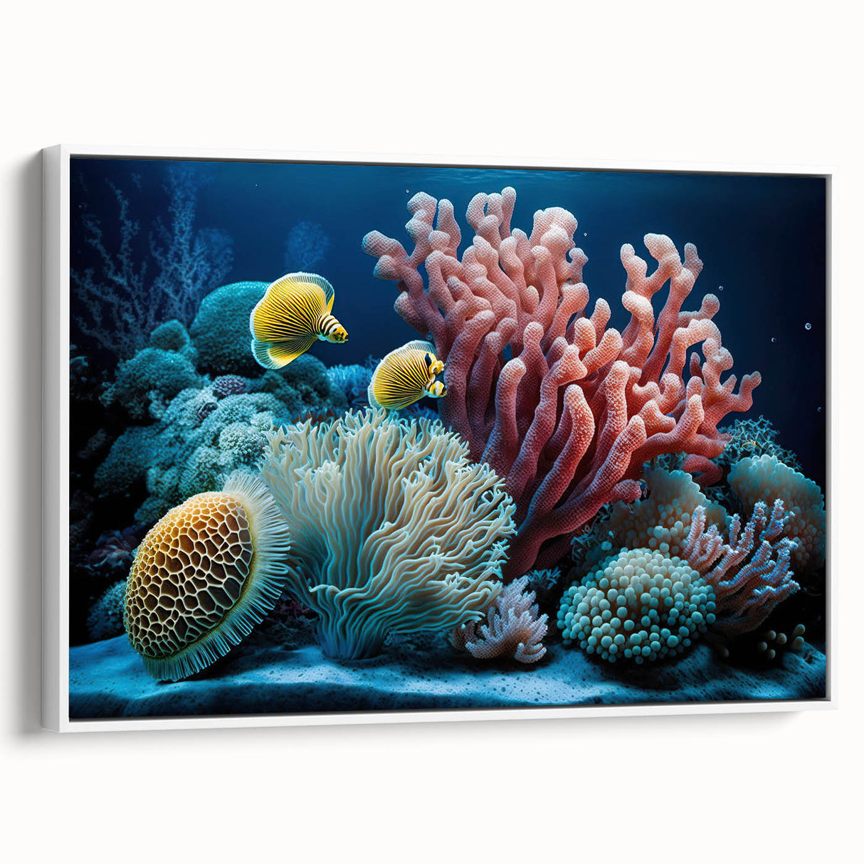 Framed canvas depicting a vintage Caribbean landscape in vibrant colors, ideal for living room decor.