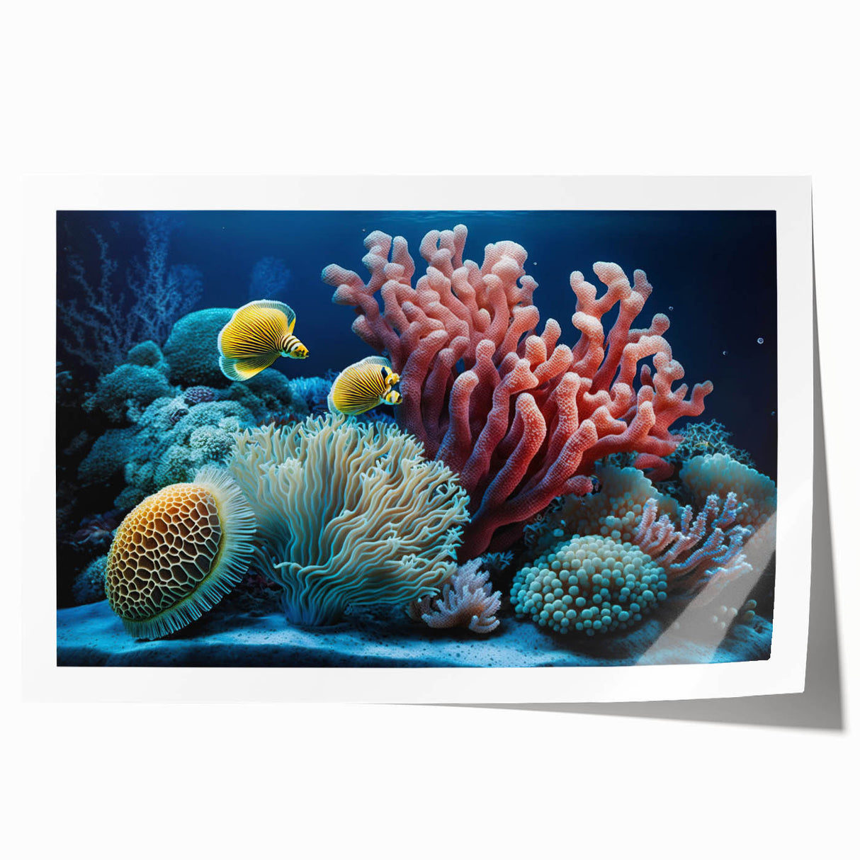 Extra large rolled print of a Caribbean scenery with vibrant green and blue tones, ideal for art wall dining room.