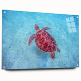 Acrylic glass print of a Caribbean Martinique scenery in vivid blue and green tones.