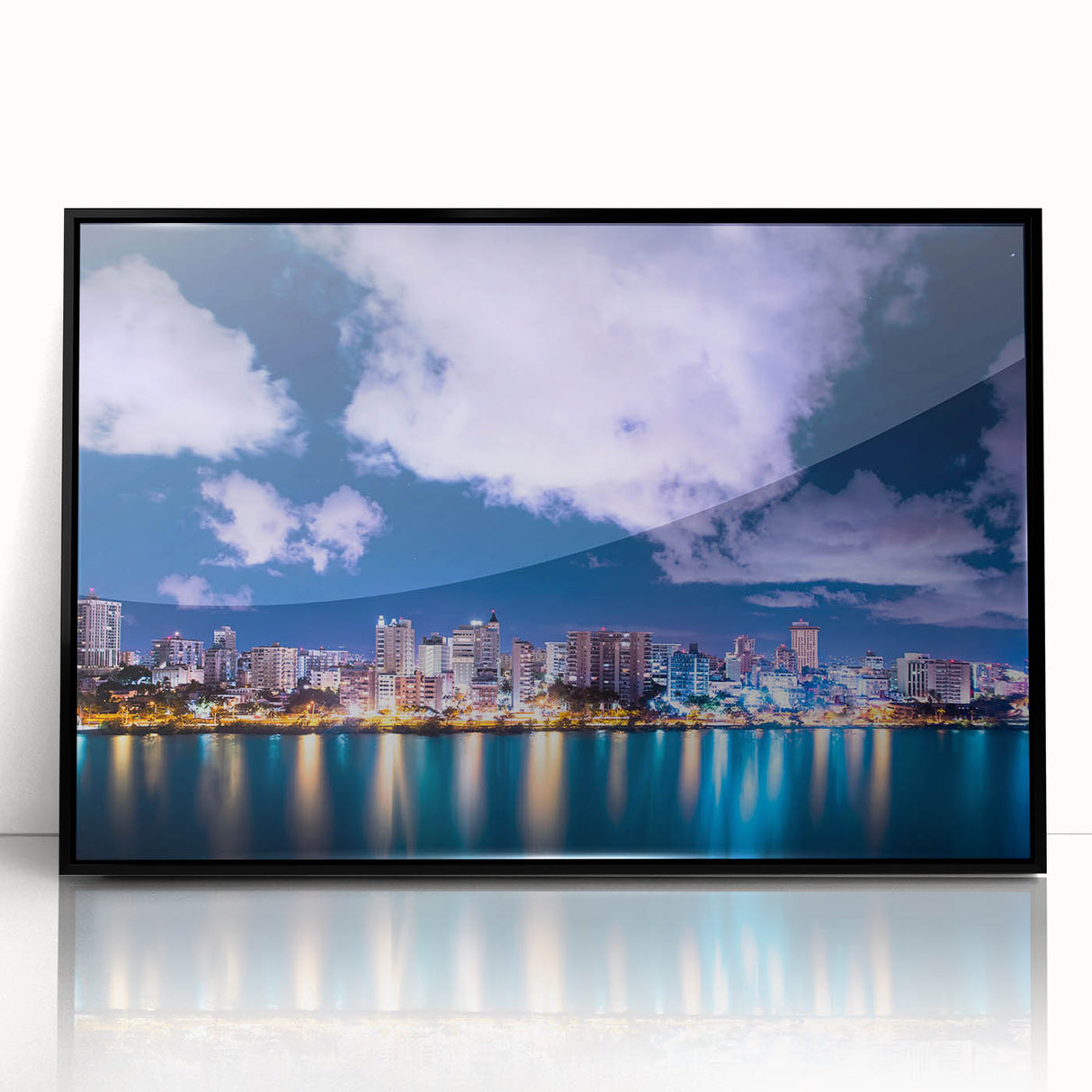 Framed acrylic print of a large abstract wall art depicting vibrant Caribbean scenery, ideal for modern art wall decor.