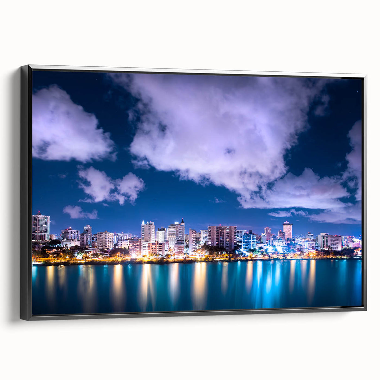 Black and white framed canvas depicting a vintage Puerto Rican landscape, ideal for bedroom decor.