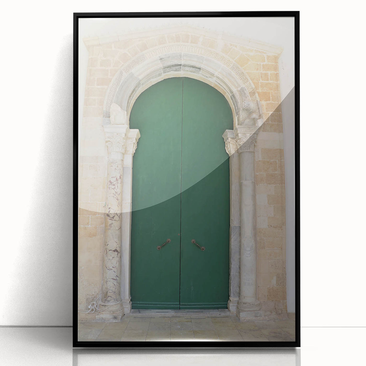 Large abstract wall art depicting the Caribbean Saint Lucia scenery in vibrant blue and green hues on a framed acrylic.