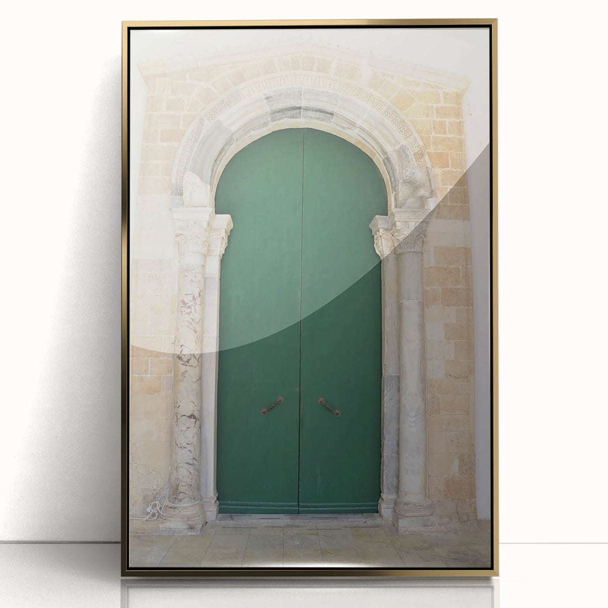 Framed acrylic print of a Caribbean Saint Lucia scenery in gold tones, ideal for modern art wall decor.