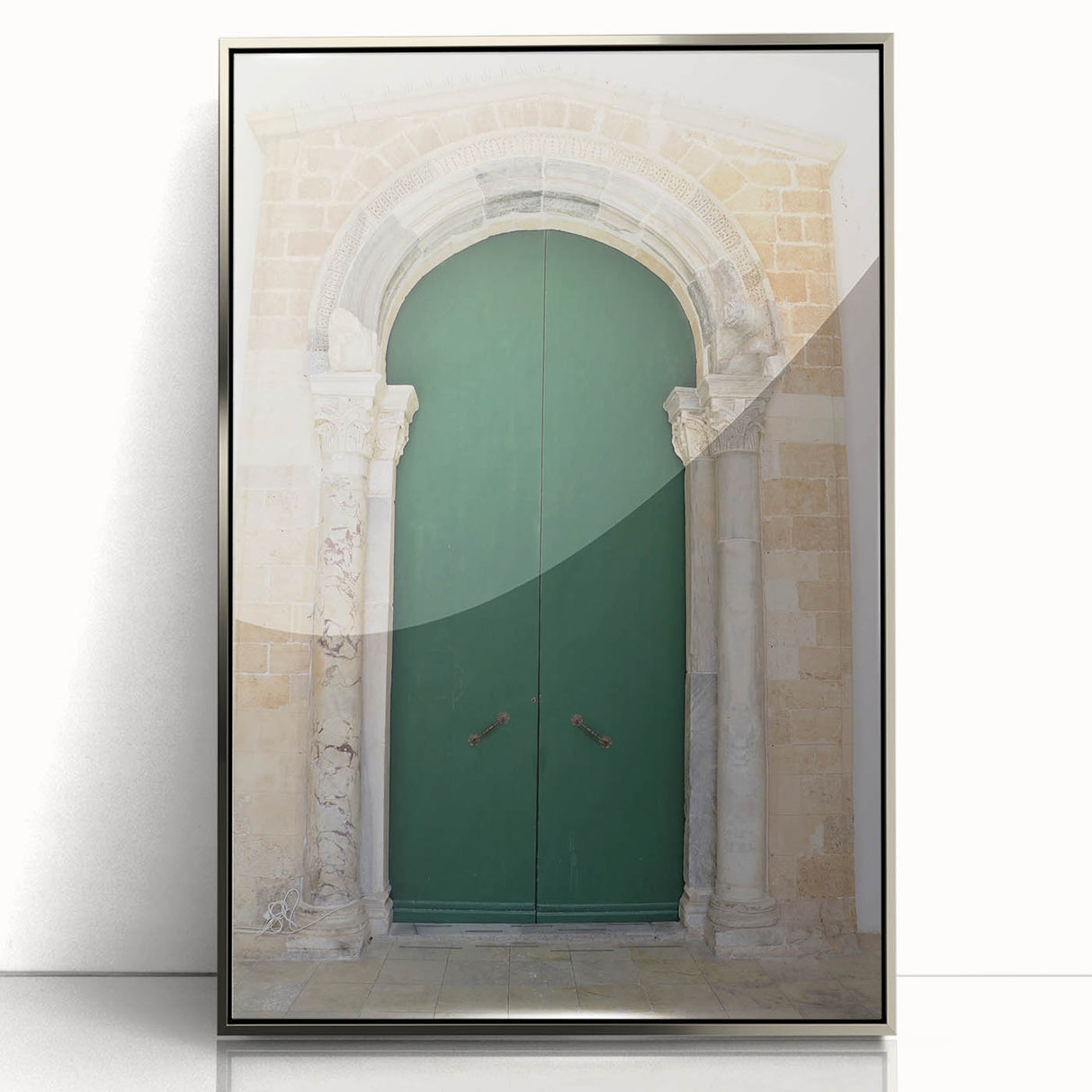 Framed acrylic print of a Caribbean Saint Lucia scenery in mid-century modernist style.