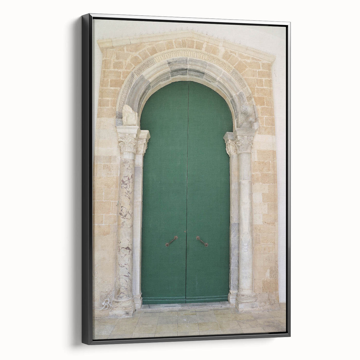 Black and white framed canvas of a vintage Saint Lucia landscape, ideal for bedroom wall art.