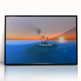 Large abstract wall art depicting the Caribbean Virgin Islands in vibrant blue and green hues on a framed acrylic print.