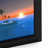 Black wall art featuring a textured close-up of the Caribbean Virgin Islands on a framed canvas with vibrant colors.