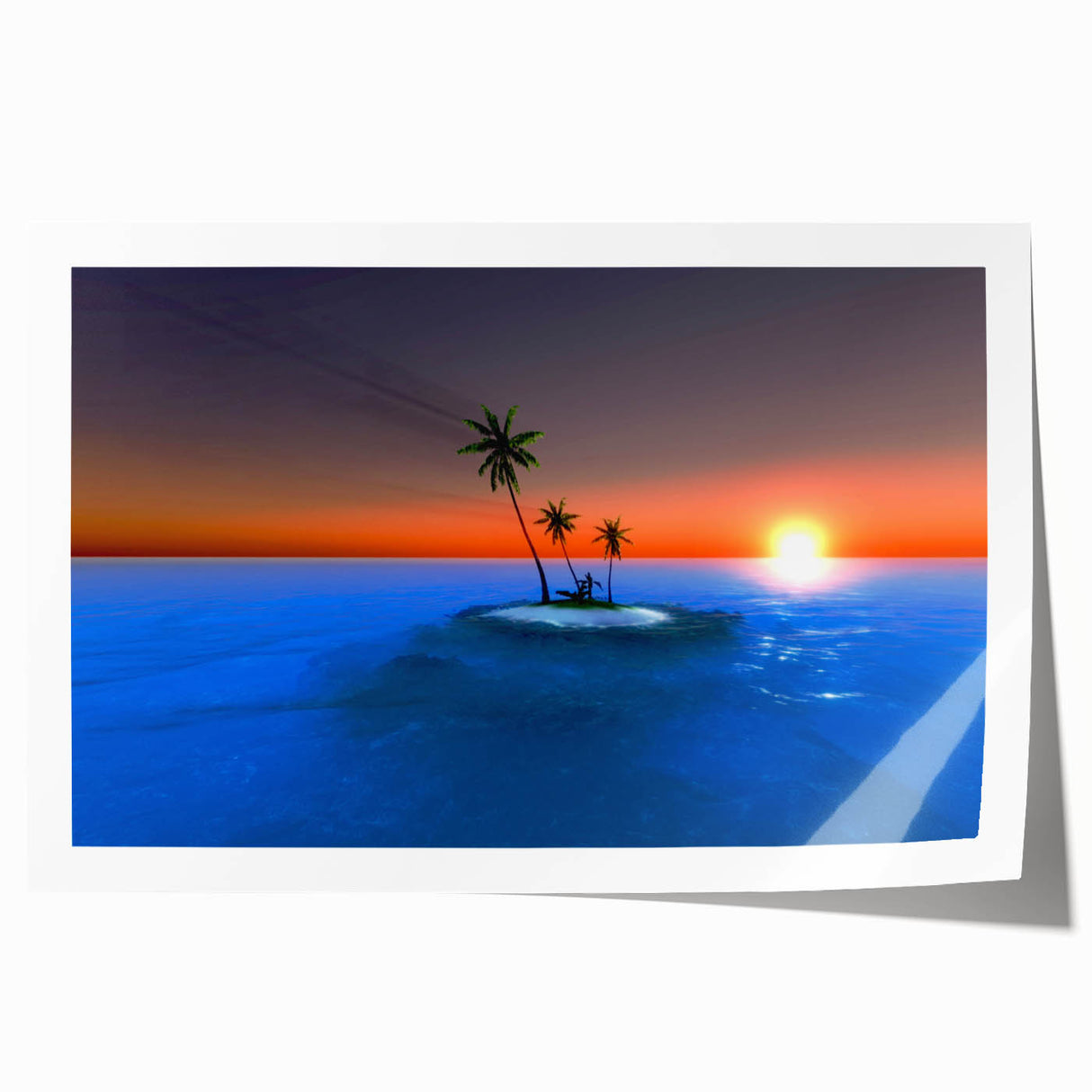 Rolled print of Caribbean Virgin Islands scenery with lush greenery and ocean view, suitable for art wall dining room.