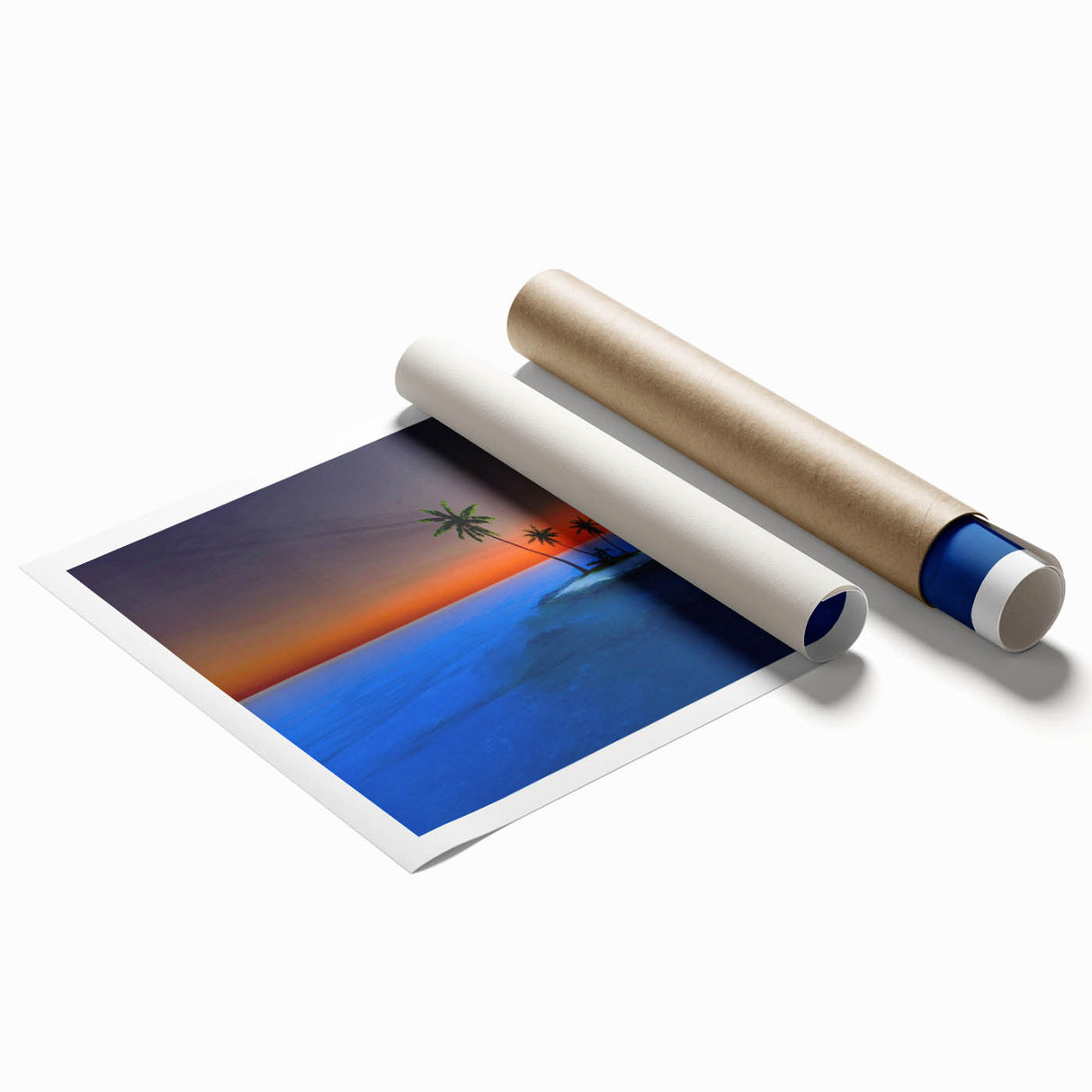 Extra large rolled canvas print of a serene Caribbean Virgin Islands scenery with vibrant blue and green tones.