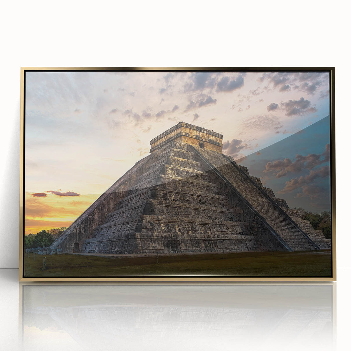 Framed acrylic print of a Belize landscape in muted earth tones, ideal for modern art wall decor.