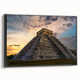 Black and white landscape art painting of Central America on framed canvas, ideal for bedroom wall decor.
