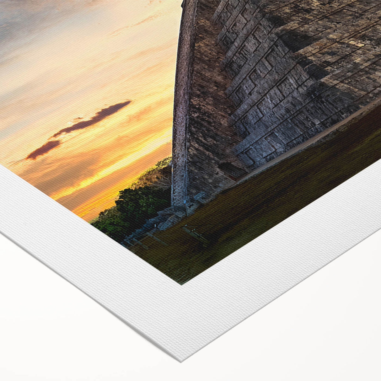 Art deco poster featuring a vibrant, stylized depiction of a Belizean landscape on rolled canvas.