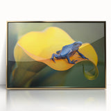Mid-century modernist art depicting a Costa Rican landscape, framed acrylic with gold accents, suitable for nursery wall art.