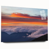 Acrylic print of a large abstract depiction of El Salvador scenery in blue and green tones.