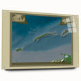 Large abstract wall art of a Honduran landscape in vibrant greens and blues on acrylic glass.