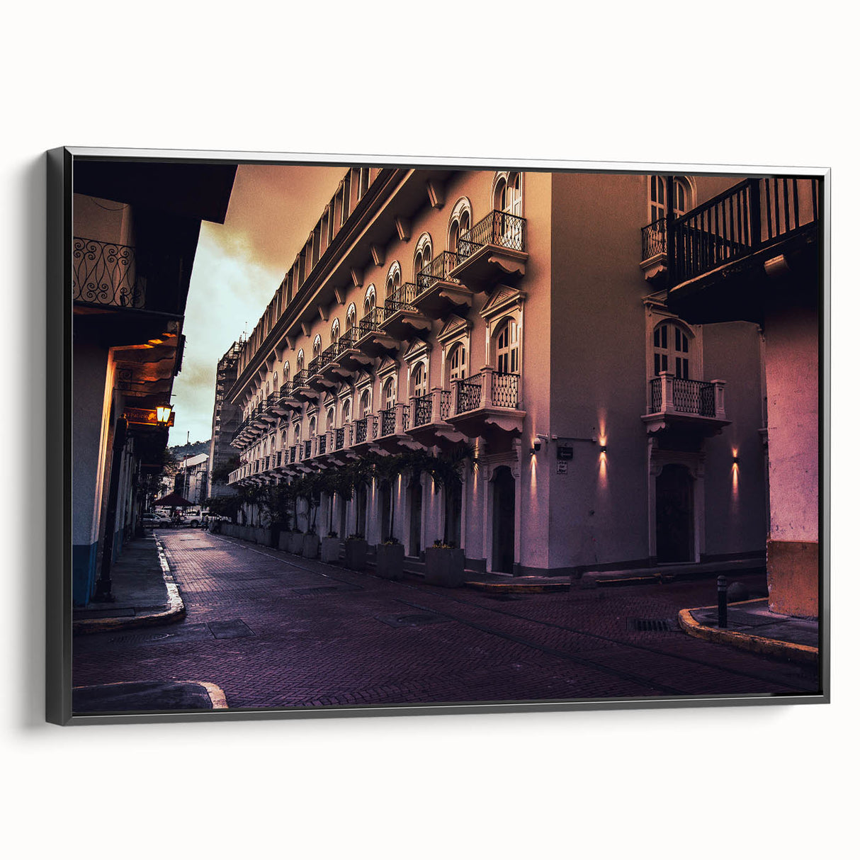 Black and white framed canvas of Central America Panama landscape, ideal for bedroom wall art.